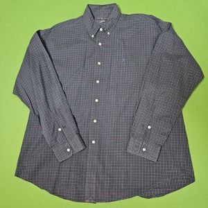 Ralph Lauren Button Down Shirt Blake Fit Mens Size Large Blue Check Long Sleeve